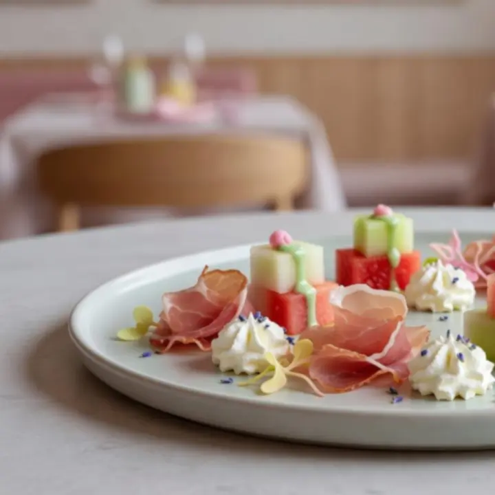 Kreativně servírované moderní předkrmy v restauraci Casceria