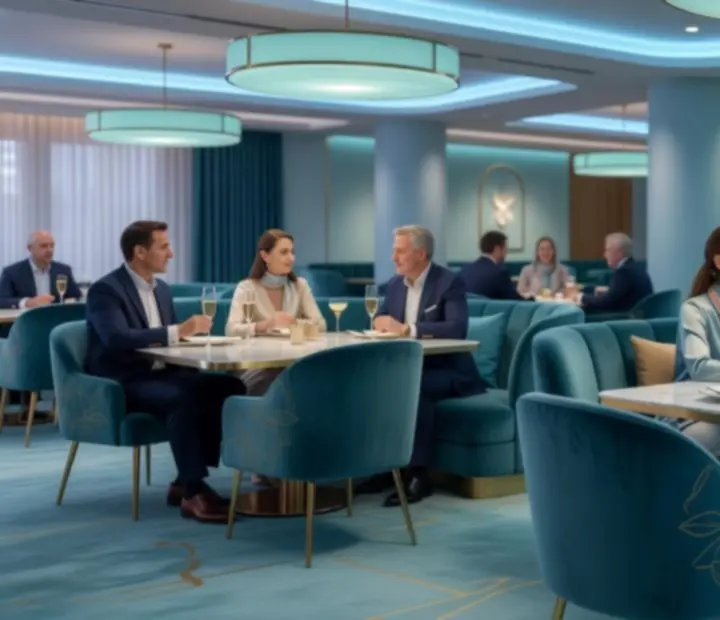 Interiér moderní casino restaurace Casceria v Praze