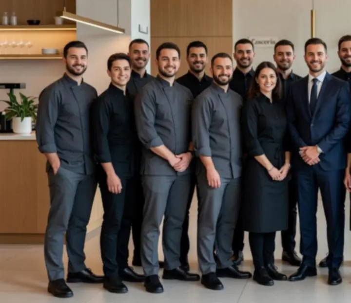 Tým restaurace Casceria v moderním interiéru